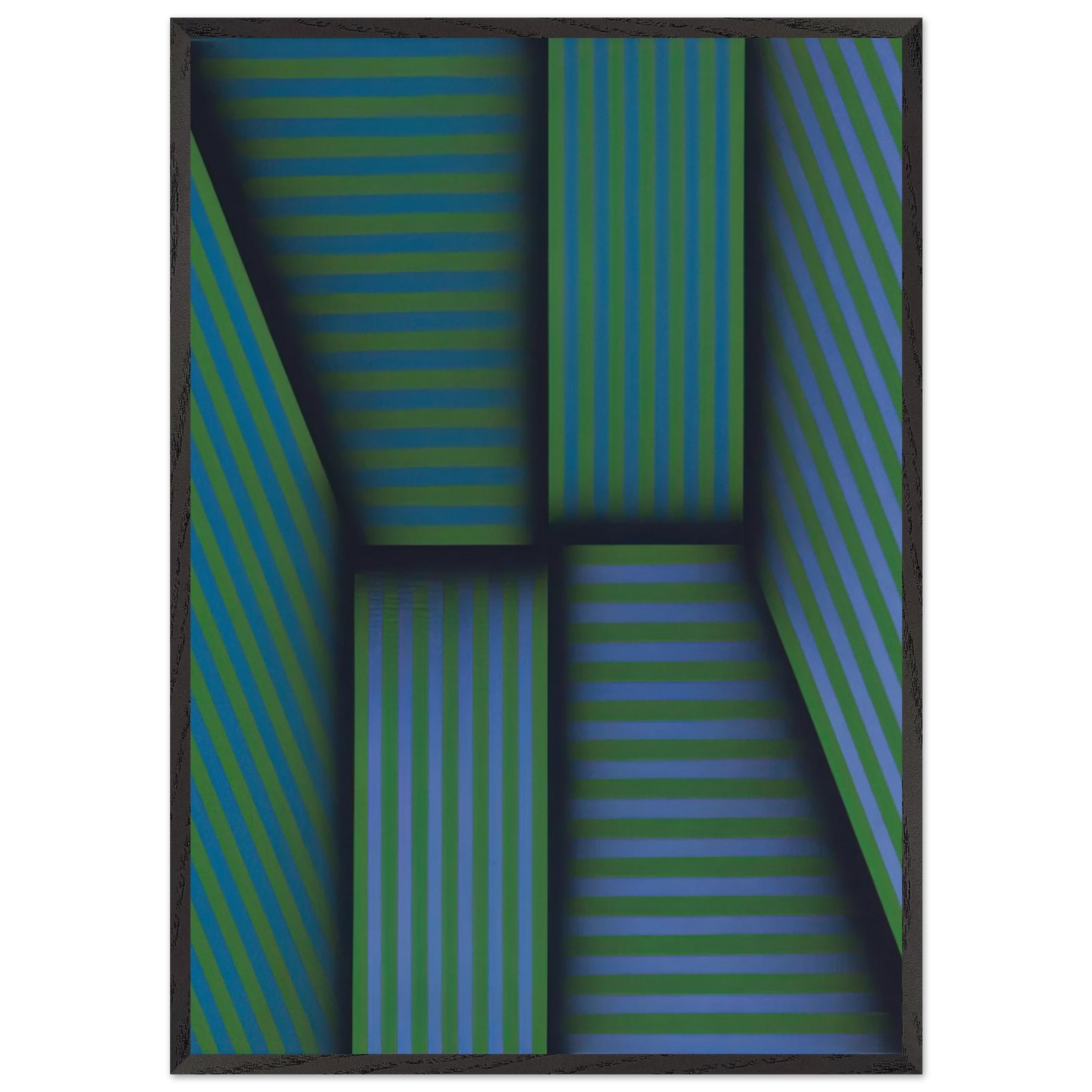 Scarlattis Garden - Op Art - Omar Rayo 70x100 cm / 28x40 inches Framed Art Print – Black Wooden Frame