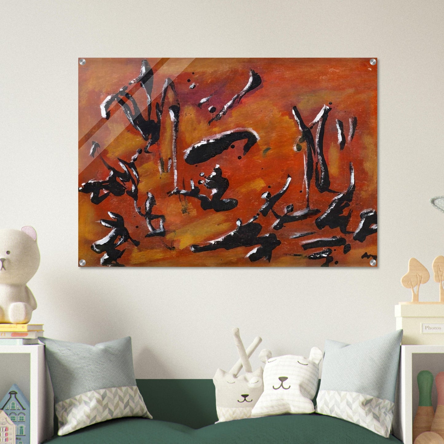 RED ABSTRACT COMPOSITION - Henri Michaux Acrylic Print - 70x100 cm / 28x40″ inches | Henri Michaux Wall Art | Henri Michaux Prints