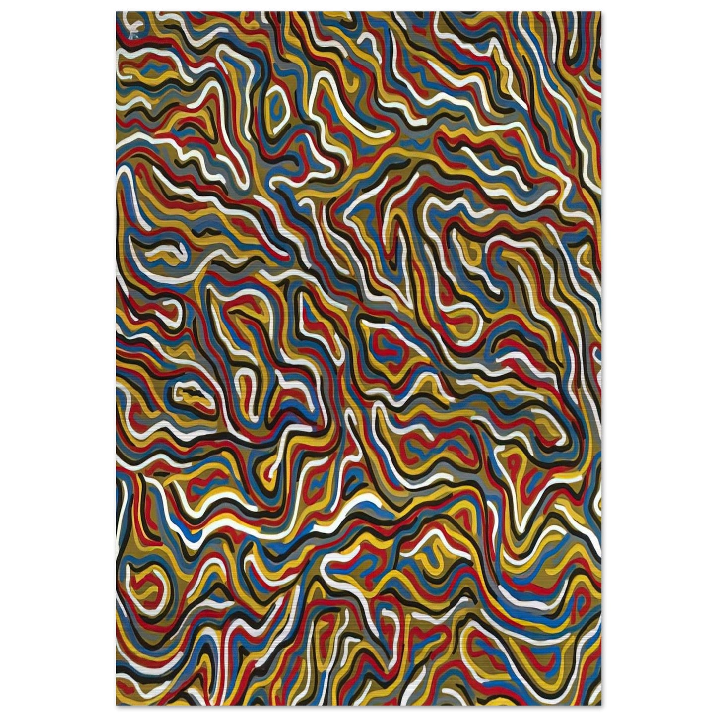 Squiggly Brushstrokes Olive - Sol LeWitt Brushed Aluminum Print - 70x100 cm / 28x40 inches | Sol LeWitt Aluminum Print | Sol LeWitt Prints