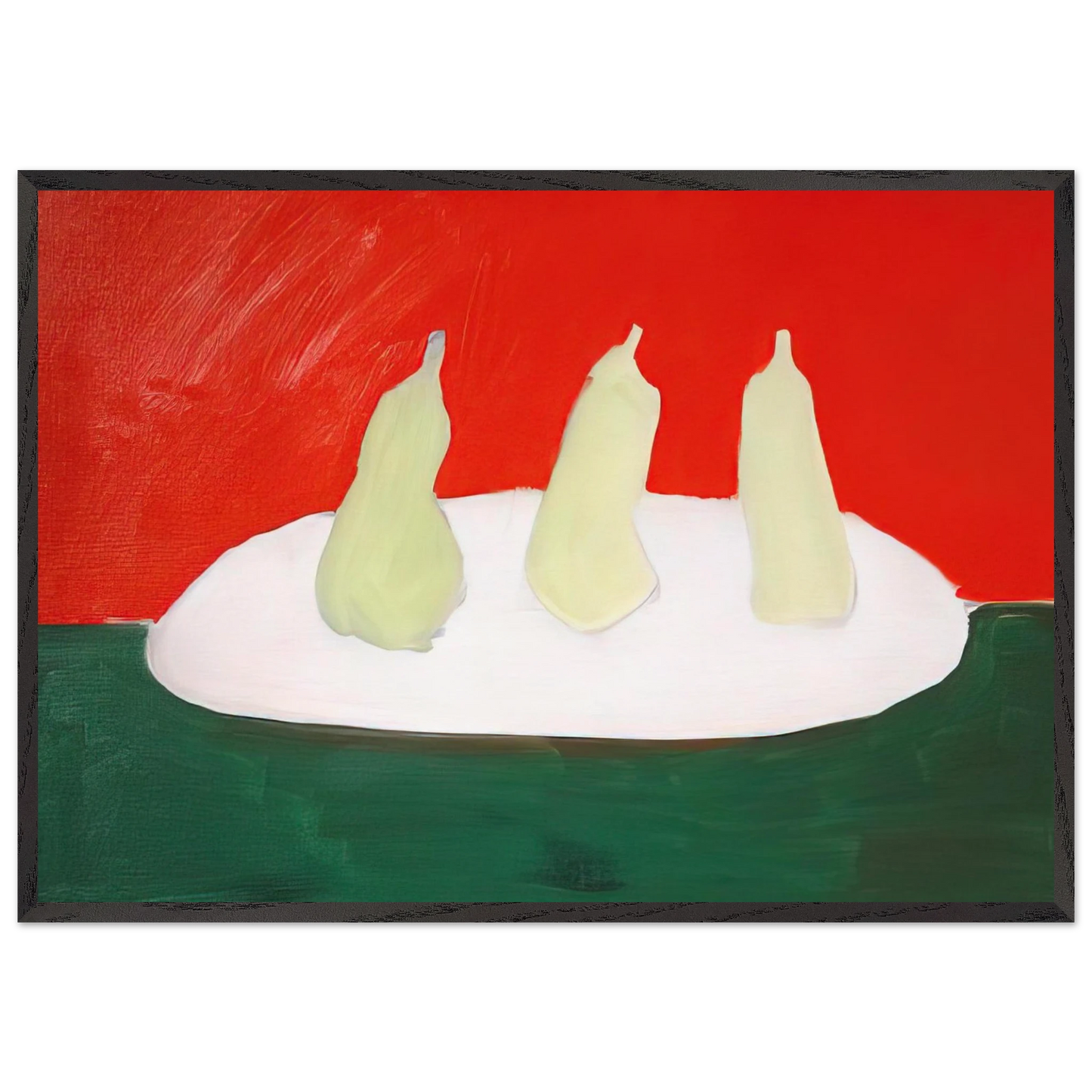 Nature morte poires fond vert et orange - Art Informel - Nicolas de Stael 70x100 cm / 28x40 inches Framed Art Print – Black Wooden Frame