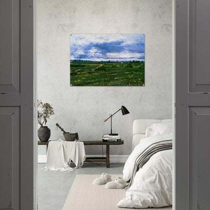 Wheat Fields with Stacks - Vincent van Gogh Acrylic Print - 70x100 cm / 28x40″ inches