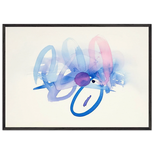 UNTITLED PURPLE PINK AND BLUE - Luis Feito 70x100 cm / 28x40 inches Framed Art Print – Black Wooden Frame