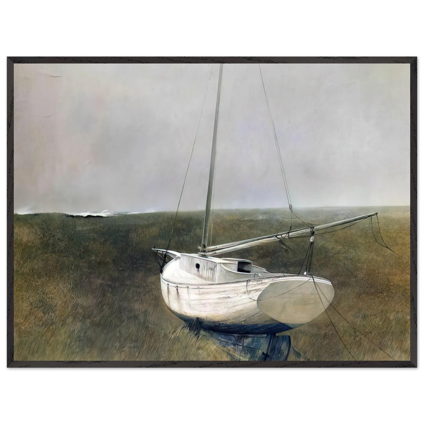 Andrew Wyeth - BELOW DOVER 1950 Wall Art - 30x40 cm / 12x16 inches - Premium Wooden Framed Poster With Fine Art Paper-canvas - White frame