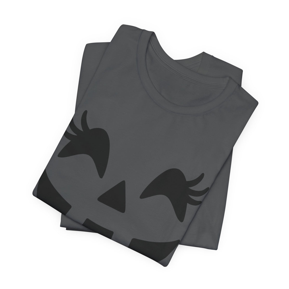 Jack O'Lantern Gesicht Kürbis Wimpern Halloween Damen Mädchen T-Shirt