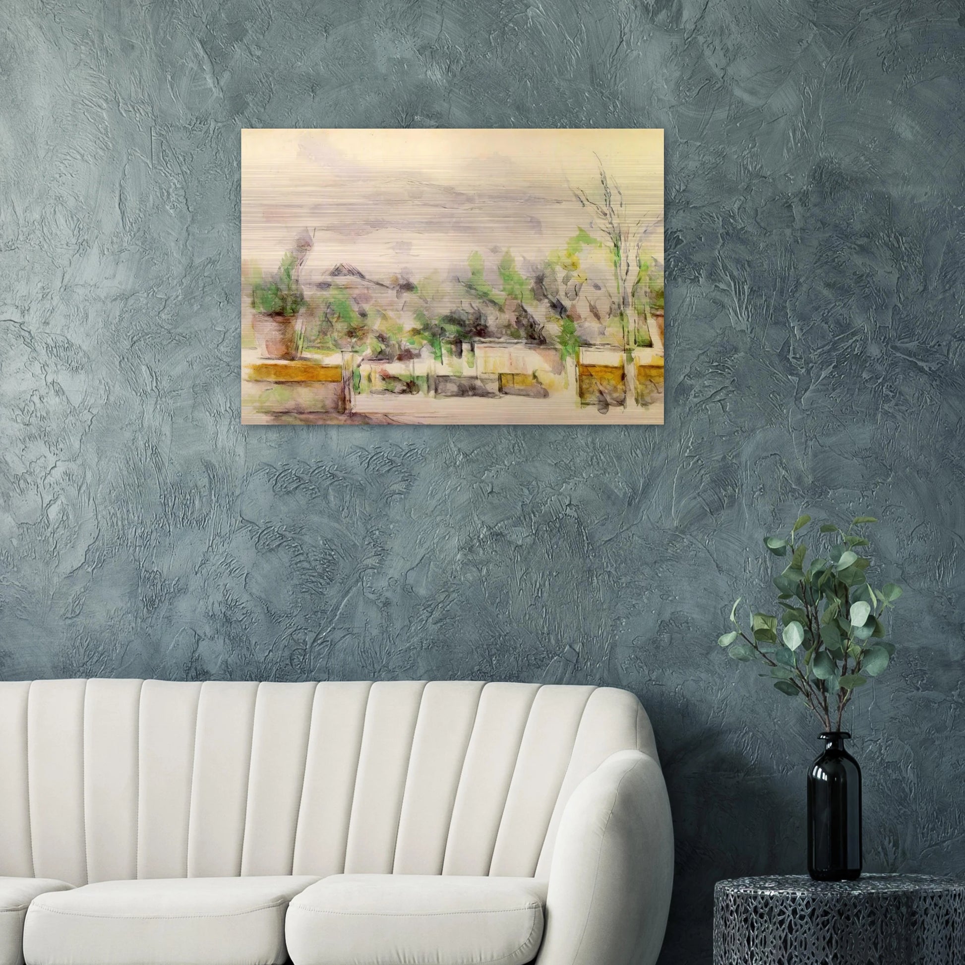 The Garden Terrace at Les Lauves - Paul Cézanne Brushed Aluminum Print - 70x100 cm / 28x40 inches | Paul Cézanne Aluminum Print | Paul Cézanne Prints