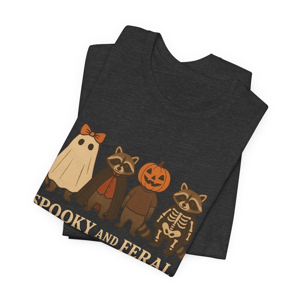 Gruseliges Waschbär-Shirt, lustiges Halloween-T-Shirt mit Grafik, süßes Vintage-Herbst-T-Shirt, trendiges Damen-Halloween-Shirt, T-Shirt mit wildem Waschbär-Motiv