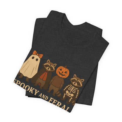 Gruseliges Waschbär-Shirt, lustiges Halloween-T-Shirt mit Grafik, süßes Vintage-Herbst-T-Shirt, trendiges Damen-Halloween-Shirt, T-Shirt mit wildem Waschbär-Motiv