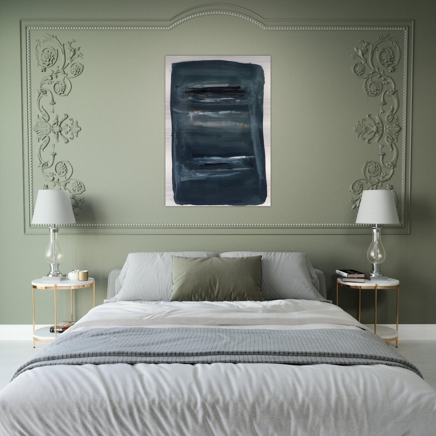 Abstract with Blue and Black - Abstract Expressionism - Larry Zox Brushed Aluminum Print - 70x100 cm / 28x40 inches | Larry Zox Aluminum Print | Larry Zox Prints