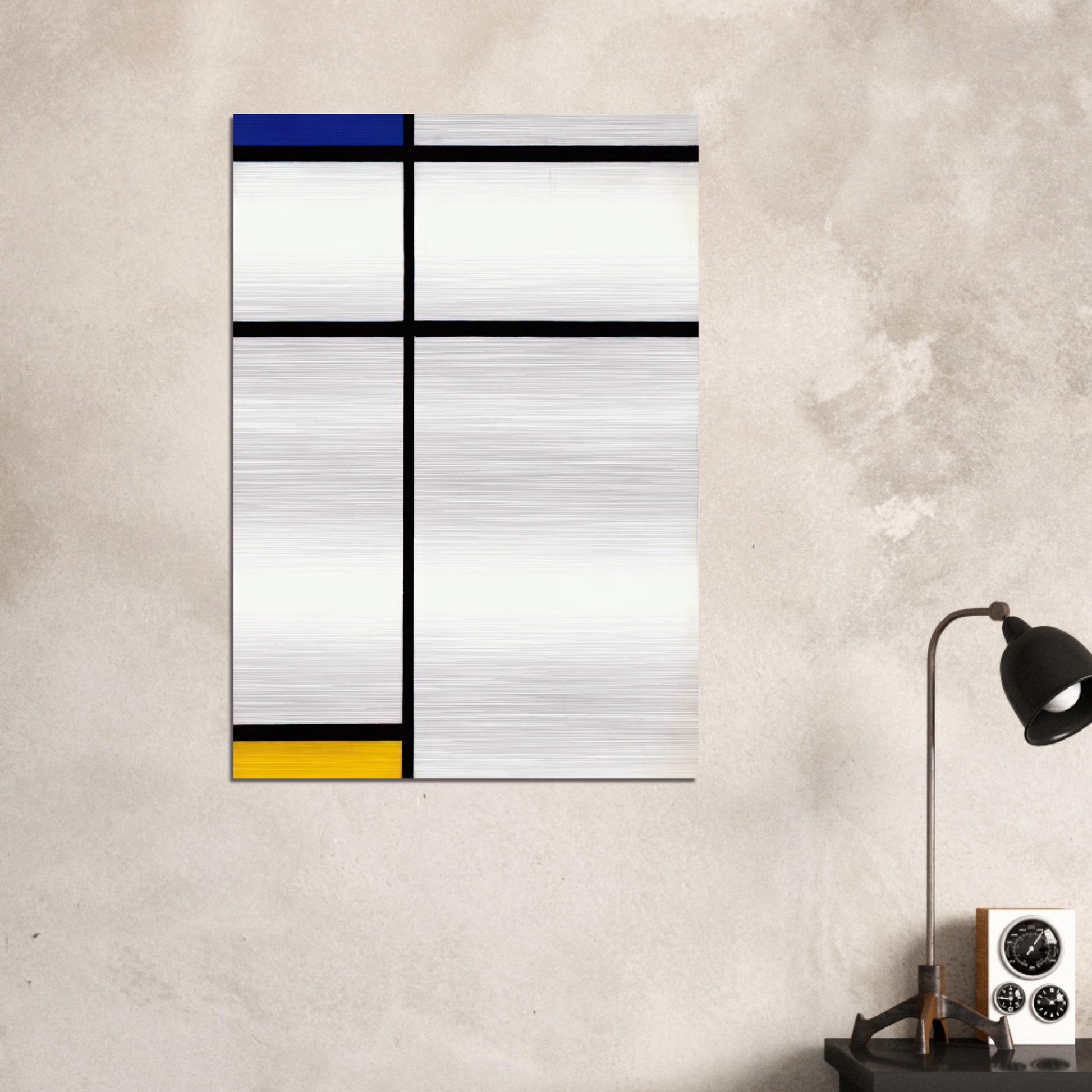 Composition III with Blue, Yellow and White - Piet Mondrian Brushed Aluminum Print - 70x100 cm / 28x40 inches | Piet Mondrian Aluminum Print | Piet Mondrian Prints
