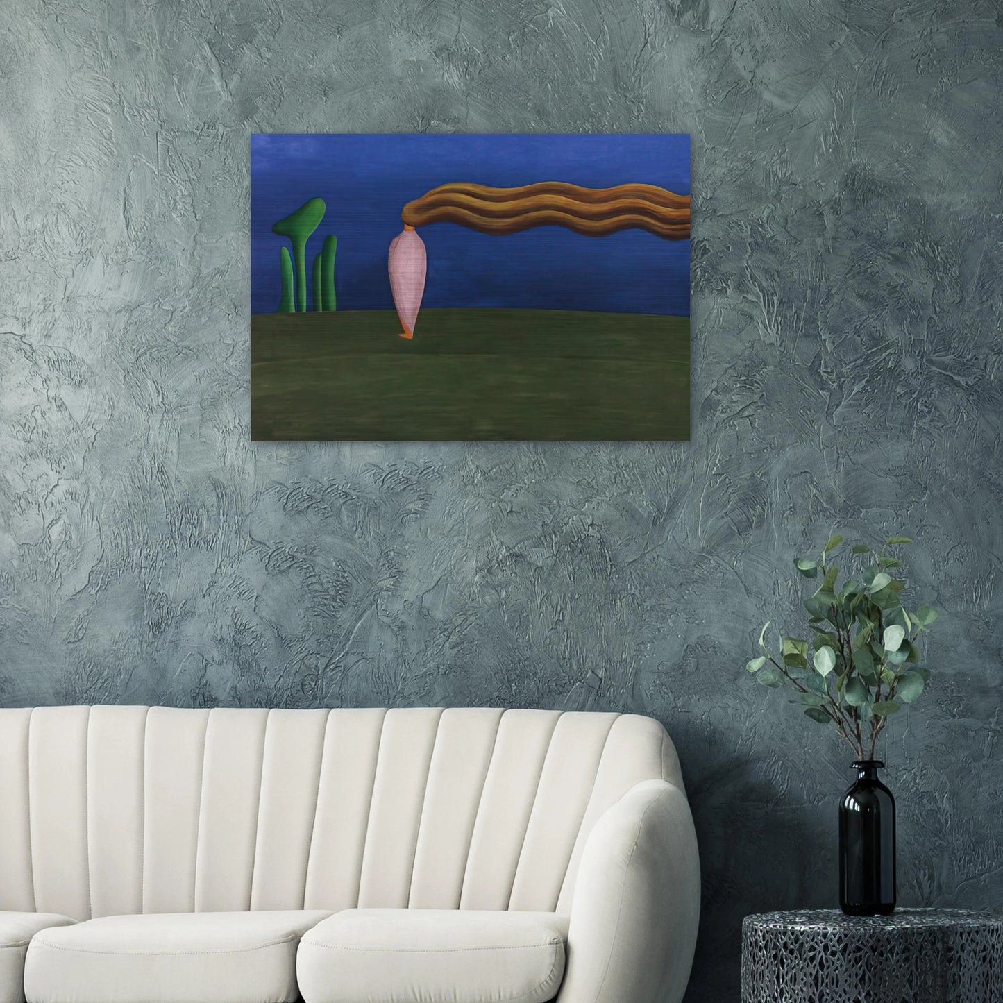 Composition Lonely Figure - Tarsila do Amaral Brushed Aluminum Print - 70x100 cm / 28x40 inches | Tarsila do Amaral Aluminum Print | Tarsila do Amaral Prints