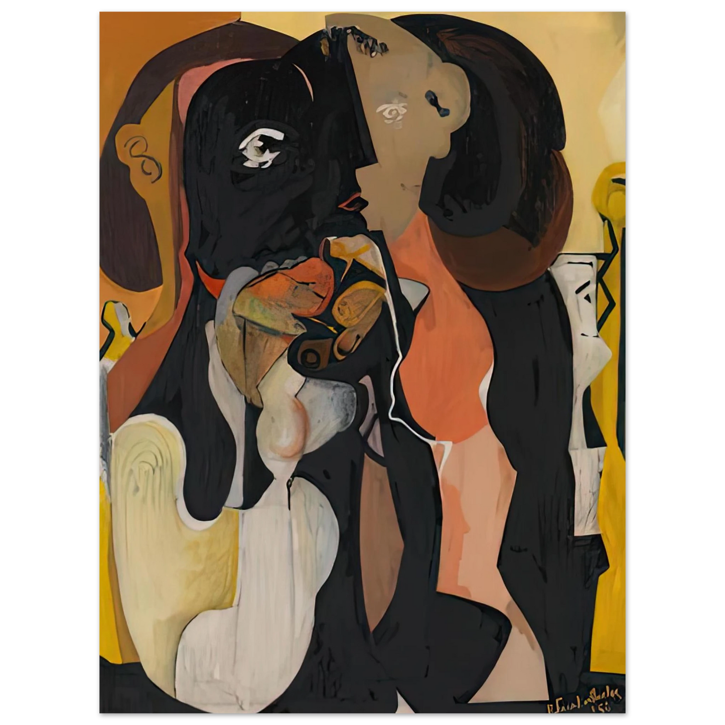 Helen Frankenthaler - Woman, 1950- Wall Art - 21x29.7 cm / 8x12" - Premium Wooden Framed Poster With Fine Art Paper-canvas - Black frame