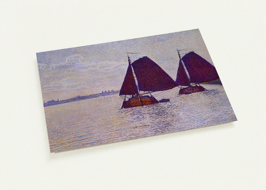 BARGES ON THE RIVER SCHELDT 1892 By Theo van Rysselberghe Pack of 10 Post Cards | Theo van Rysselberghe Post Cards | A6 (10.5 x 14.8 cm) - 4.1 x 5.8 inches