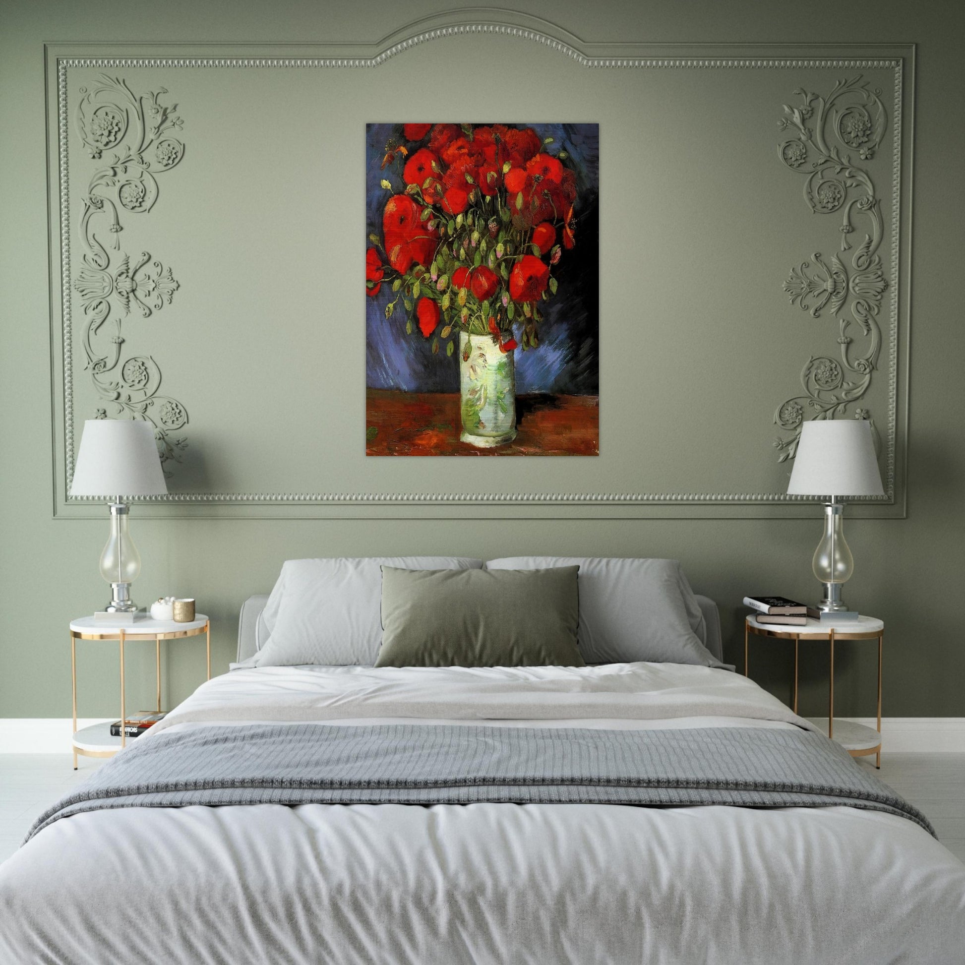 Vase with Red Poppies - Vincent van Gogh Brushed Aluminum Print - 70x100 cm / 28x40 inches | Vincent van Gogh Aluminum Print | Vincent van Gogh Prints