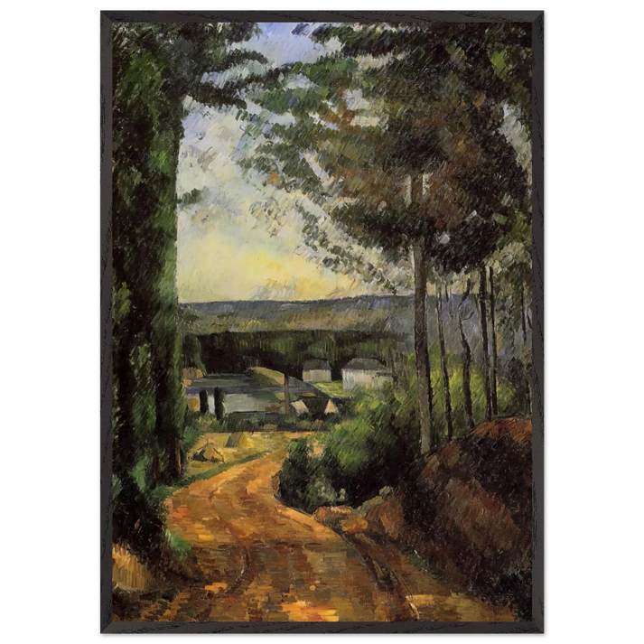 Road Trees and Lake - Paul Cezanne 70x100 cm / 28x40 inches Framed Art Print – Black Wooden Frame
