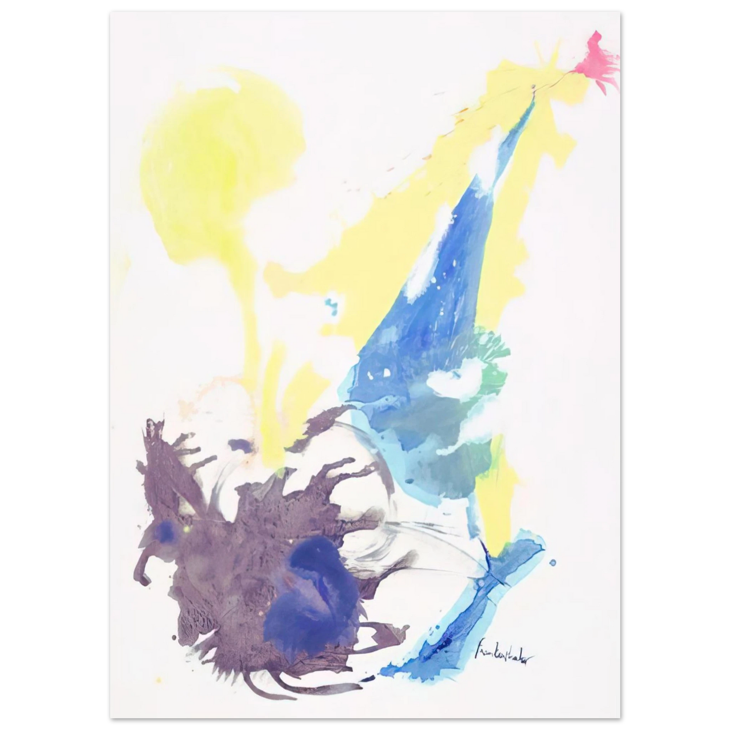 Helen Frankenthaler - Moving Day - 1961 Wall art - 13x18 cm / 5x7 inches - Premium Wooden Framed Poster With Fine Art Paper-canvas - White frame