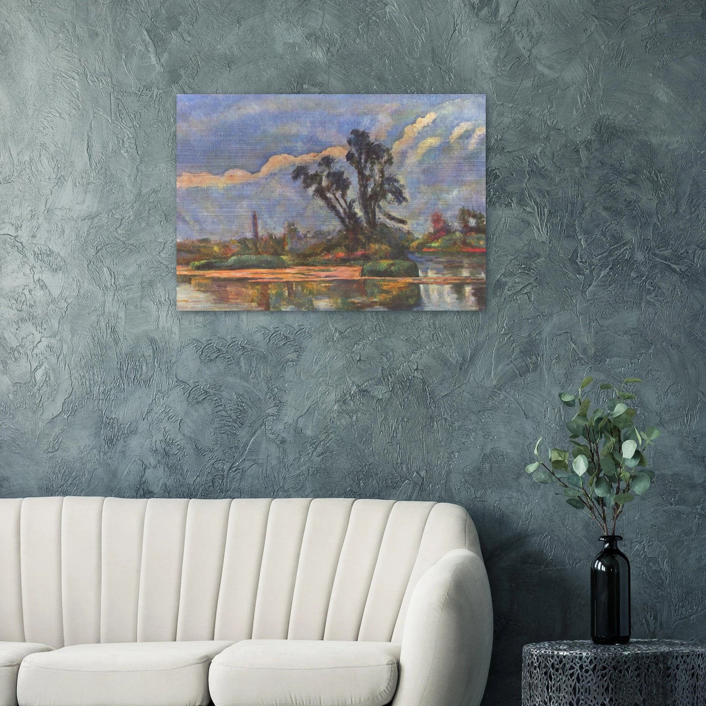 Bank of the Oise - Paul Cézanne Brushed Aluminum Print - 70x100 cm / 28x40 inches | Paul Cézanne Aluminum Print | Paul Cézanne Prints