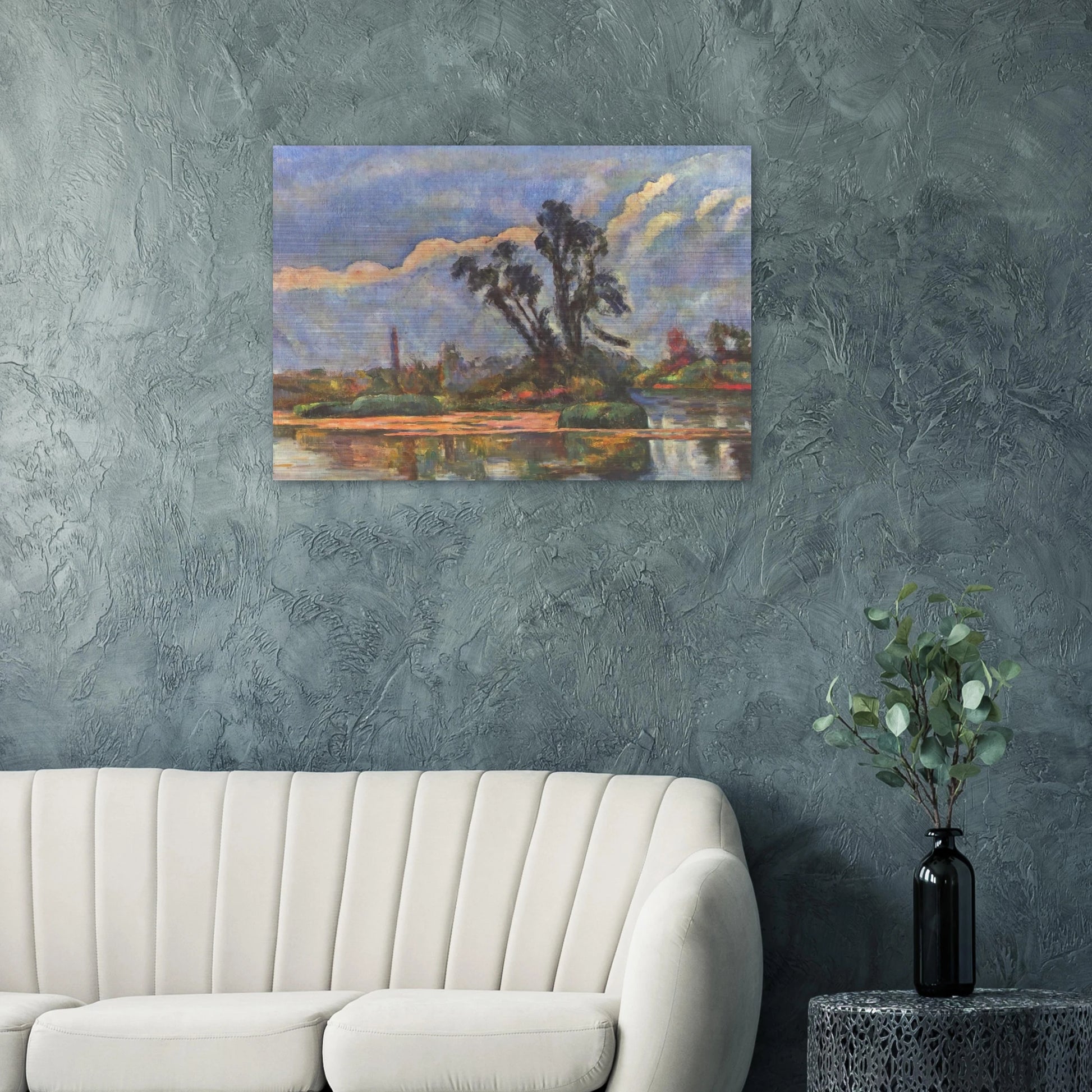 Bank of the Oise - Paul Cézanne Brushed Aluminum Print - 70x100 cm / 28x40 inches | Paul Cézanne Aluminum Print | Paul Cézanne Prints