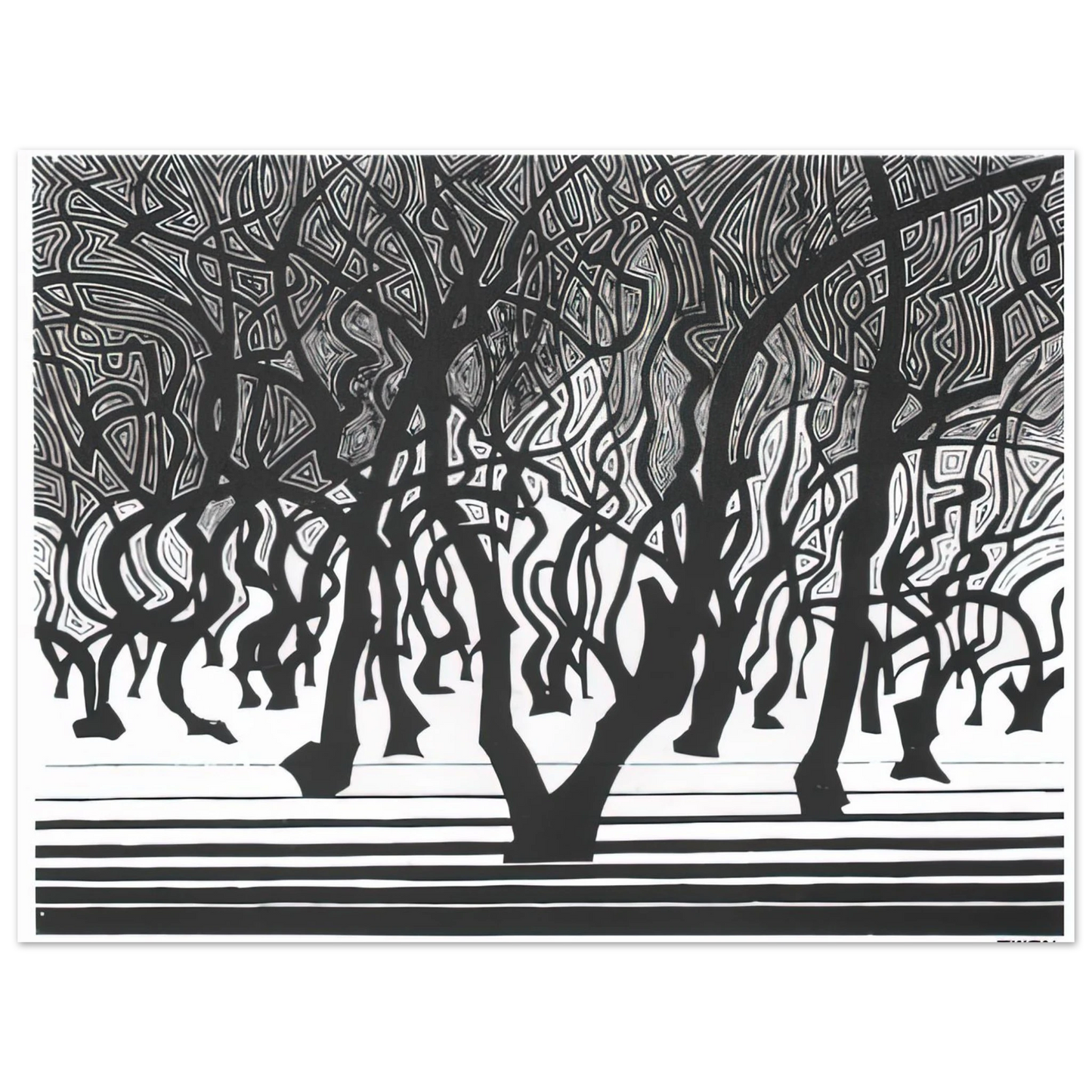 MC Escher - WOODS NEAR MENTON Wall Art - 30x40 cm / 12x16 inches - Premium Wooden Framed Poster With Fine Art Paper-canvas - Black frame