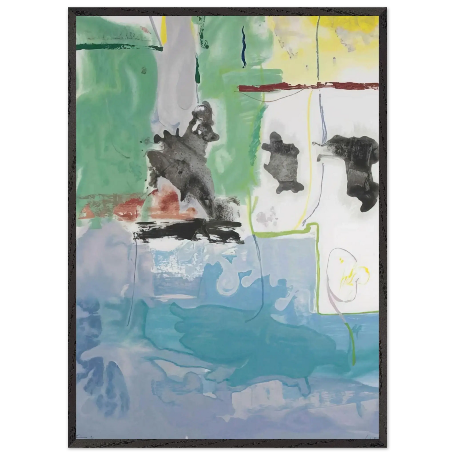 Helen Frankenthaler - West Wind - 1997 Wall art - A2 (42 x 59.4  cm) - Premium Wooden Framed Poster With Fine Art Paper - Wood frame