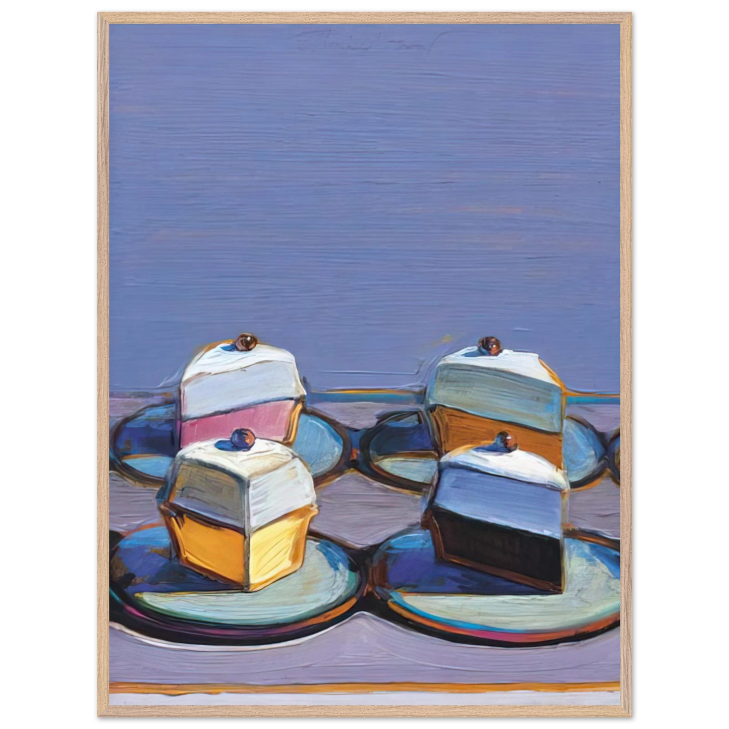 Wayne Thiebaud - Meringue Mix - 1999 Wall Art - 60x80 cm / 24x32 inches - Premium Wooden Framed Poster With Fine Art Paper - White frame