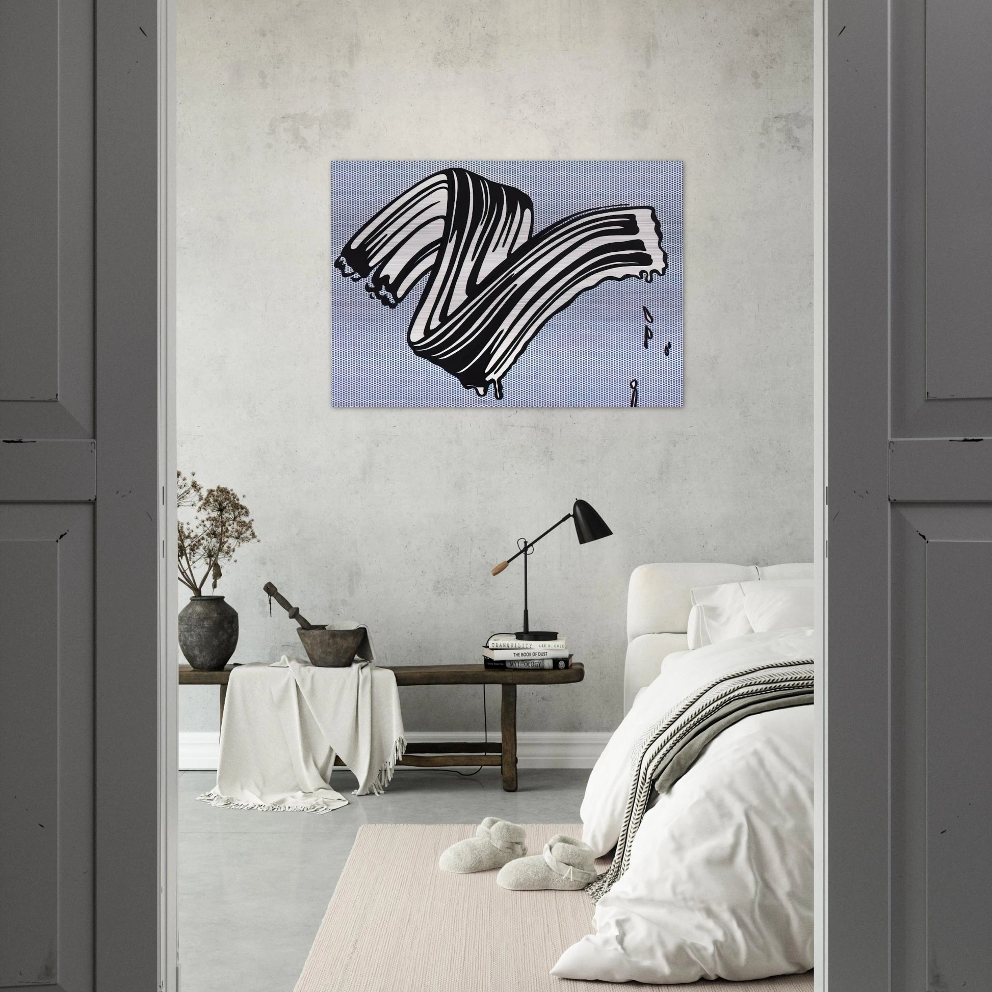 WHITE BRUSHSTROKE I 1965 - Roy Lichtenstein Brushed Aluminum Print - 70x100 cm / 28x40 inches | Roy Lichtenstein Aluminum Print | Roy Lichtenstein Prints