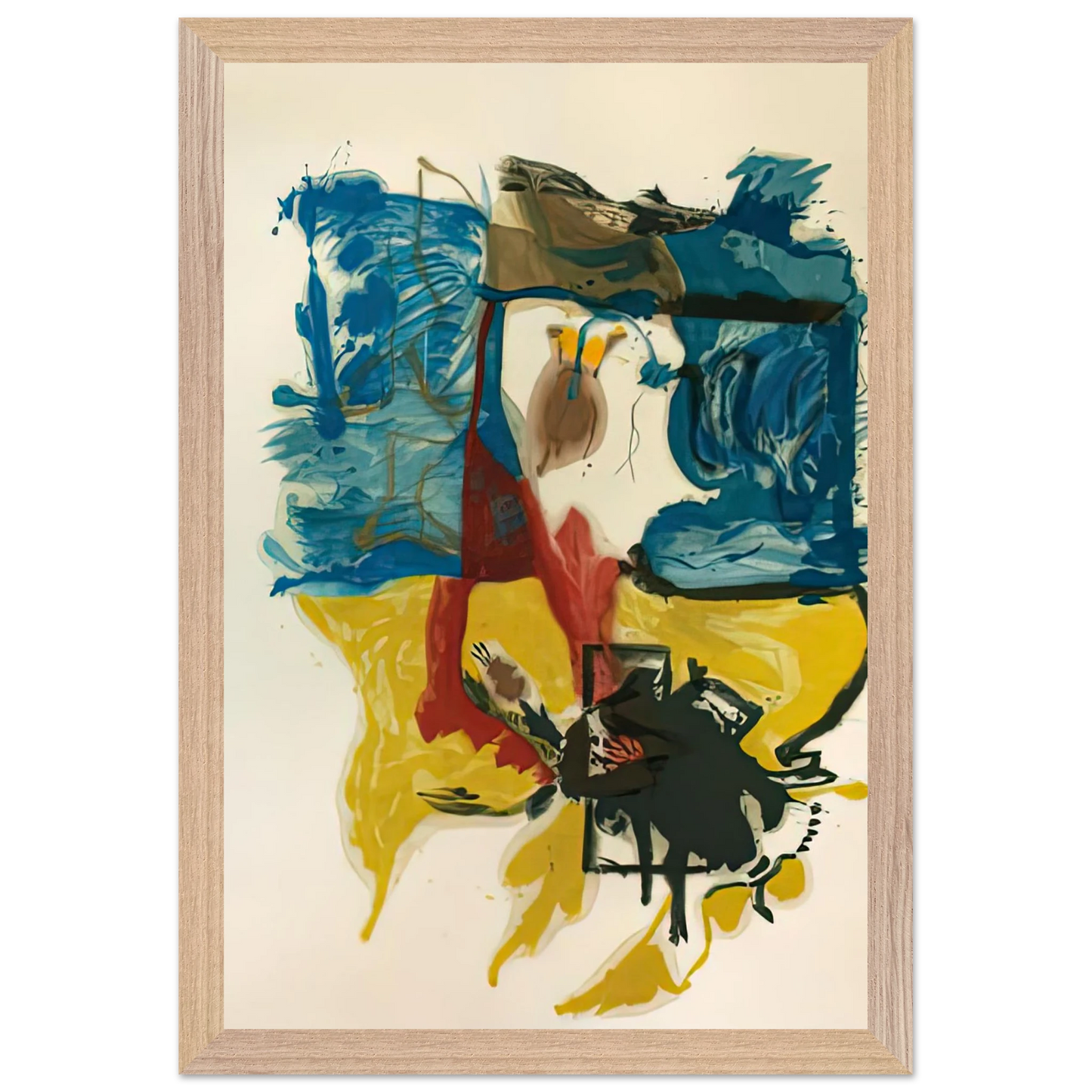 Helen Frankenthaler - Beach Scene, 1961- Wall Art - 30x40 cm / 12x16 inches - Premium Wooden Framed Poster With Fine Art Paper-canvas - Black frame