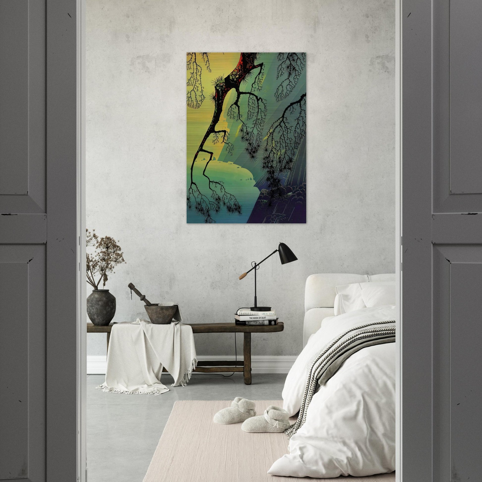 Fog Mist - Eyvind Earle Brushed Aluminum Print - 70x100 cm / 28x40 inches | Eyvind Earle Aluminum Print | Eyvind Earle Prints