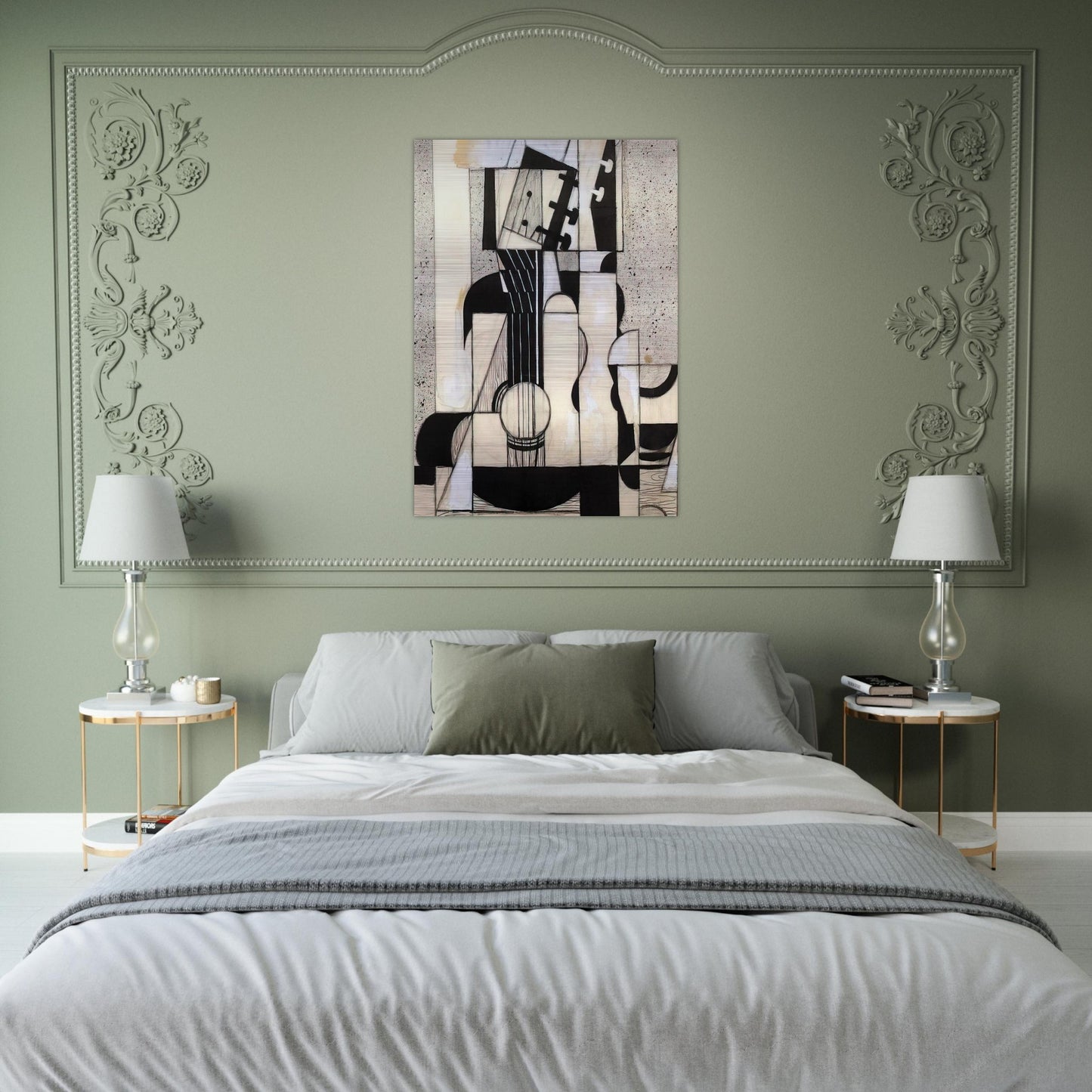 STILL LIFE WITH GUITAR 1913 - Juan Gris Brushed Aluminum Print - 70x100 cm / 28x40 inches | Juan Gris Aluminum Print | Juan Gris Prints