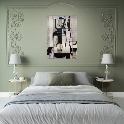 STILL LIFE WITH GUITAR 1913 - Juan Gris Brushed Aluminum Print - 70x100 cm / 28x40 inches | Juan Gris Aluminum Print | Juan Gris Prints