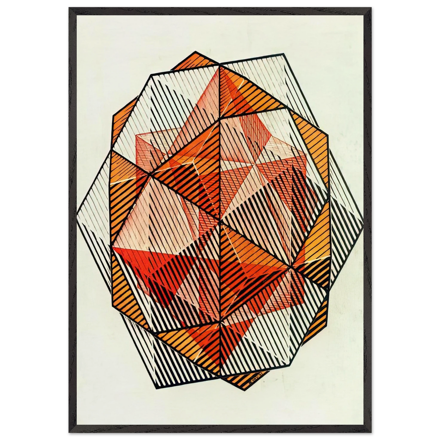 FOUR REGULAR SOLIDS - MC Escher 70x100 cm / 28x40 inches Framed Art Print – Black Wooden Frame | Maurits Cornelis Escher Prints