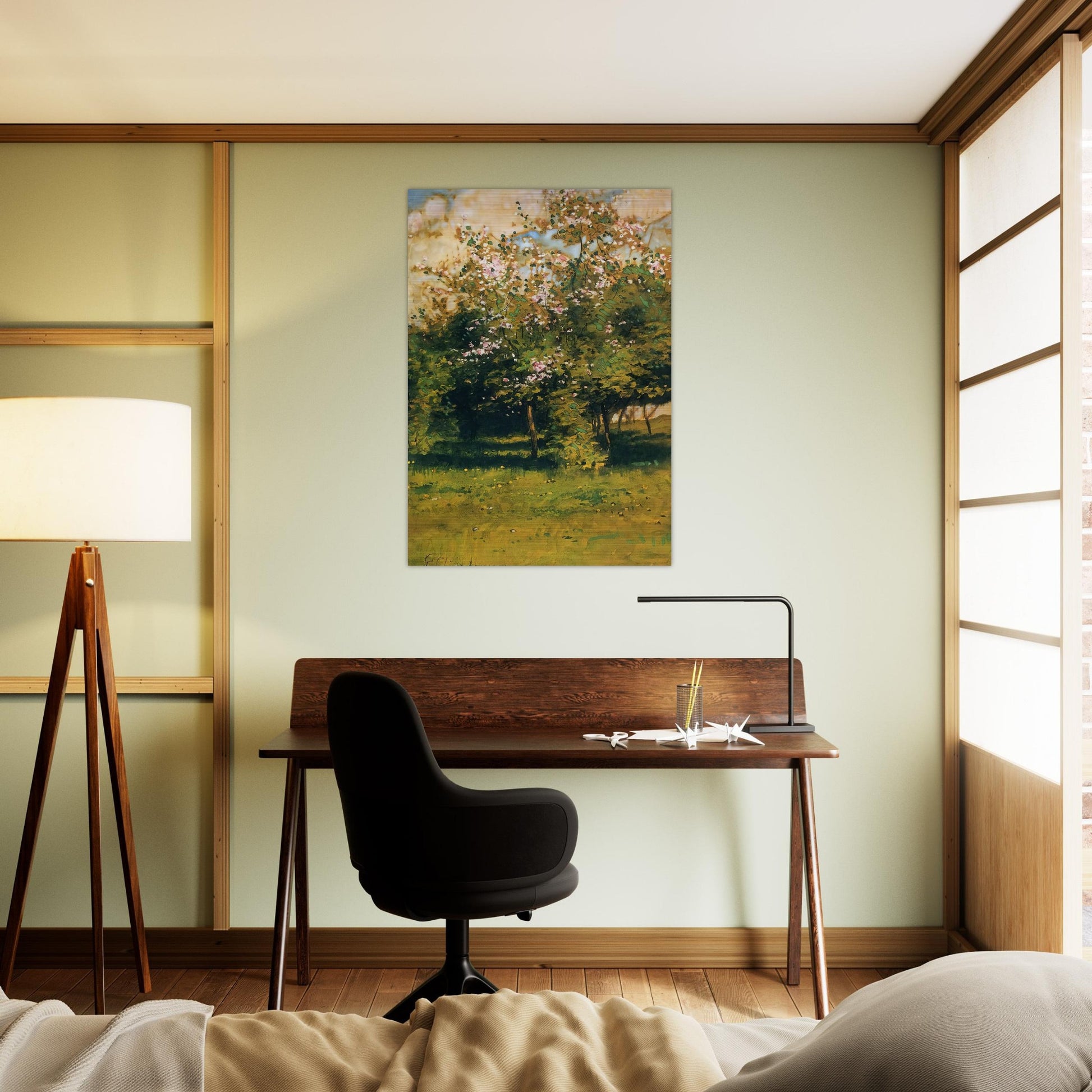 Blossoming Trees - Childe Hassam Brushed Aluminum Print - 70x100 cm / 28x40 inches | Childe Hassam Aluminum Print | Childe Hassam Prints