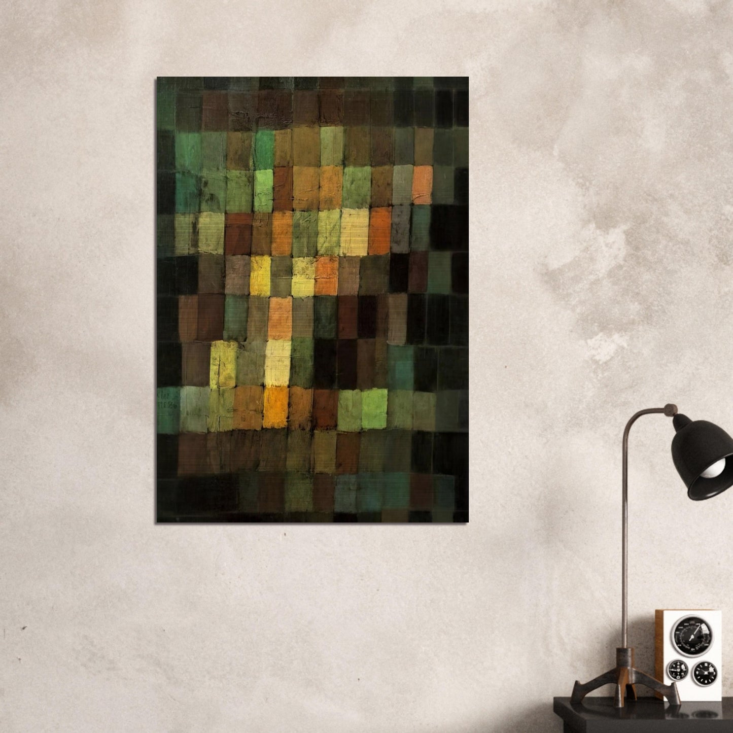 ANCIENT SOUND ABSTRACT ON BLACK BACKGROUND 1925 - Paul Klee Brushed Aluminum Print - 70x100 cm / 28x40 inches | Paul Klee Aluminum Print | Paul Klee Prints