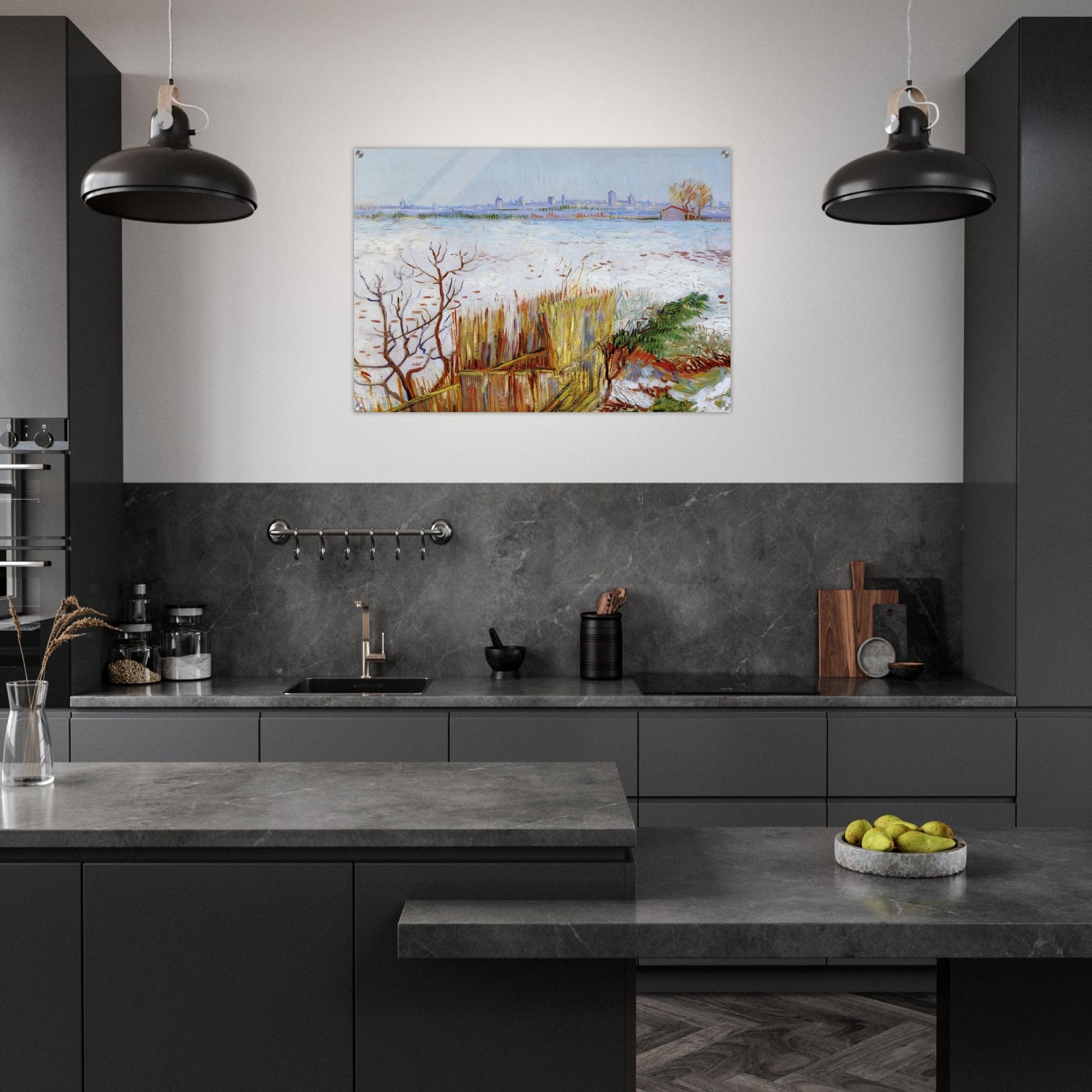 Snowy Landscape with Arles in the Background - Vincent van Gogh Acrylic Print - 70x100 cm / 28x40″ inches