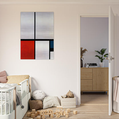 Composition N. 1 with Red and Blue - Piet Mondrian Brushed Aluminum Print - 70x100 cm / 28x40 inches | Piet Mondrian Aluminum Print | Piet Mondrian Prints