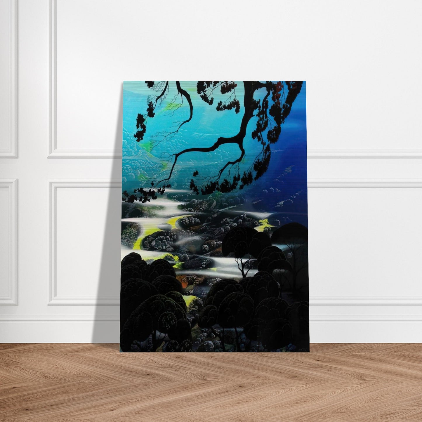 Days End - Eyvind Earle Brushed Aluminum Print - 70x100 cm / 28x40 inches | Eyvind Earle Aluminum Print | Eyvind Earle Prints