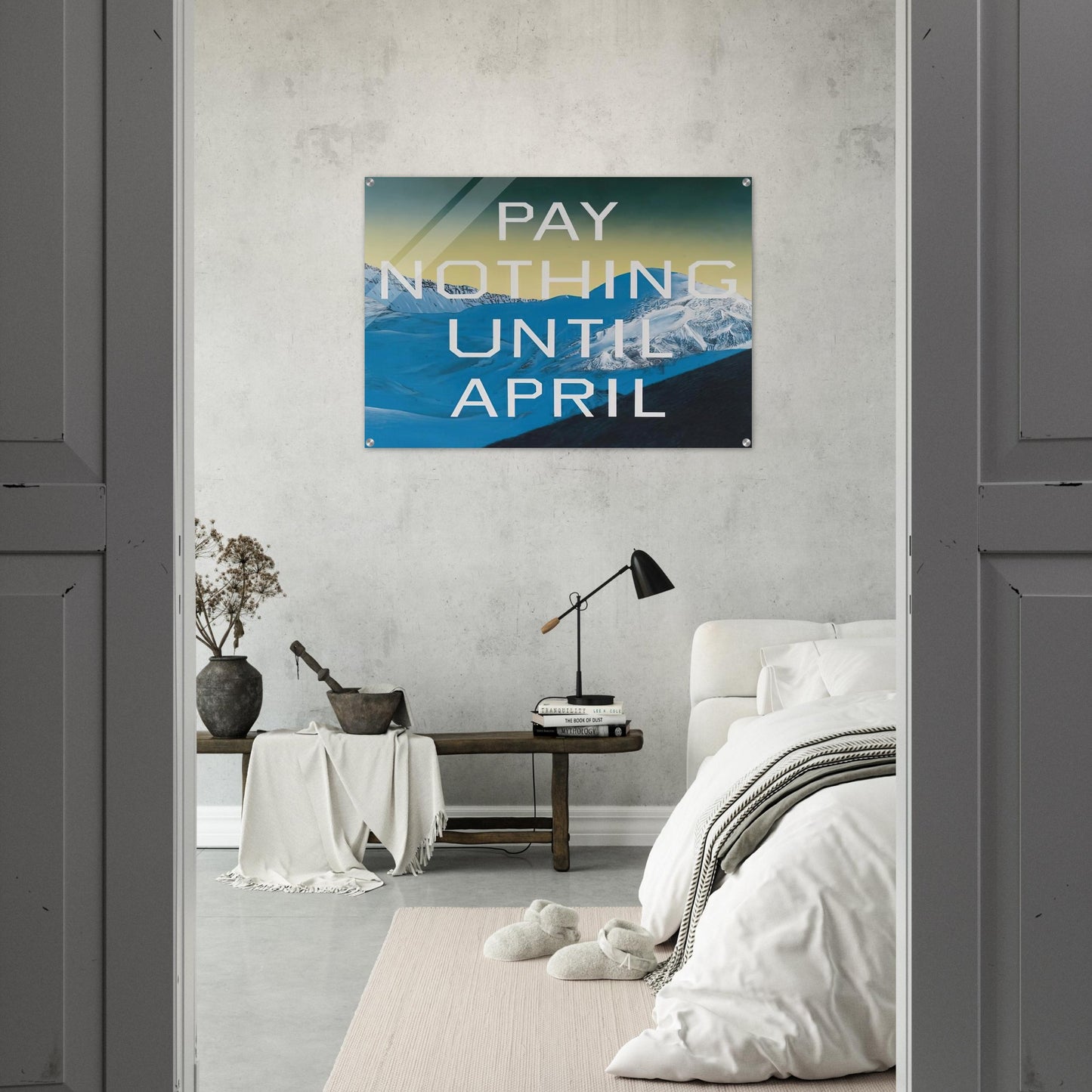 PAY NOTHING UNTIL APRIL 2003 - Edward Ruscha Acrylic Print - 70x100 cm / 28x40″ inches