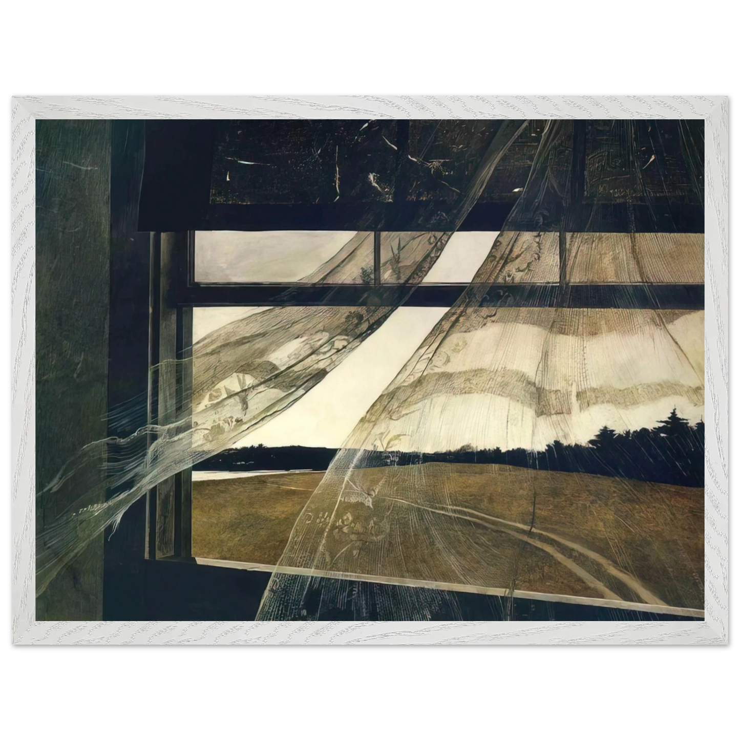 Andrew Wyeth - WIND FROM THE SEA 1947 Wall Art - 30x40 cm / 12x16 inches - Premium Wooden Framed Poster With Fine Art Paper-canvas - Black frame