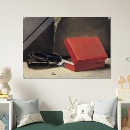 Scatola rossa con astuccio per occhiali - 1923 - Julius Bissier Acrylic Print - 70x100 cm / 28x40″ inches