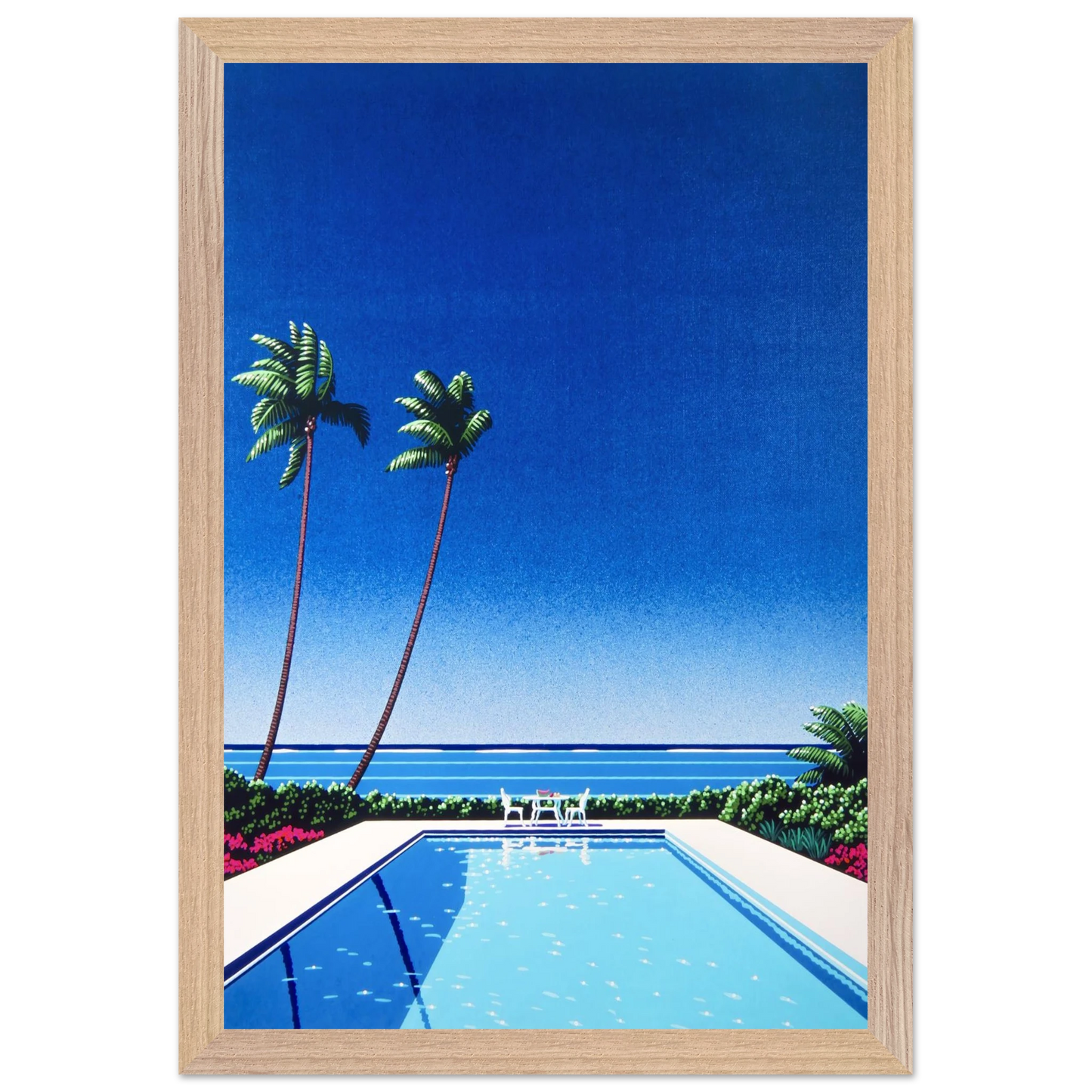 Hiroshi Nagai - Watermelon Pool Wall Art - 30x40 cm / 12x16 inches - Premium Wooden Framed Poster With Fine Art Paper - Wood frame
