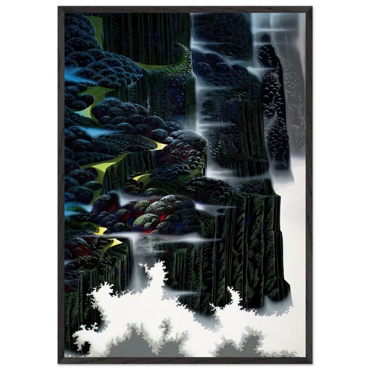 Sea Cliffs Rising - Eyvind Earle 70x100 cm / 28x40 inches Framed Art Print – Black Wooden Frame