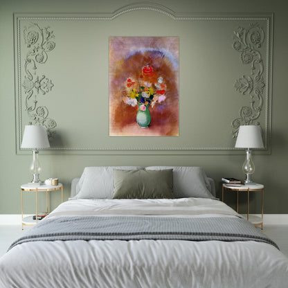 POPPIES IN A VASE - Odilon Redon Brushed Aluminum Print - 70x100 cm / 28x40 inches | Odilon Redon Aluminum Print | Odilon Redon Prints