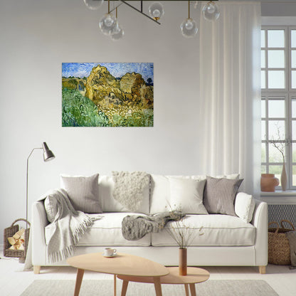 Field with Stacks of Wheat - Vincent van Gogh Brushed Aluminum Print - 70x100 cm / 28x40 inches | Vincent van Gogh Aluminum Print | Vincent van Gogh Prints