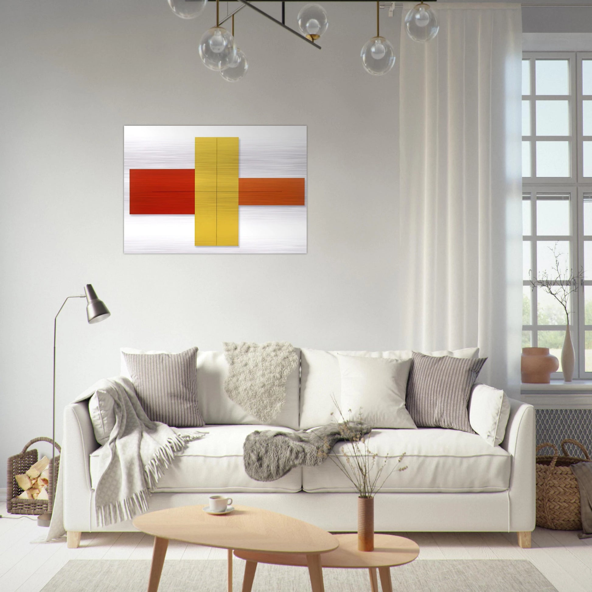 WITHIN RED YELLOW ORANGE 1981 - Robert Mangold Brushed Aluminum Print - 70x100 cm / 28x40 inches | Robert Mangold Aluminum Print | Robert Mangold Prints