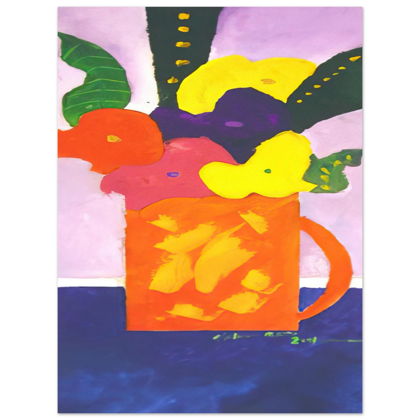 Aldemir Martins - Jar With Flowers - 2001  75x100 cm / 30x40inches Fine Art Poster