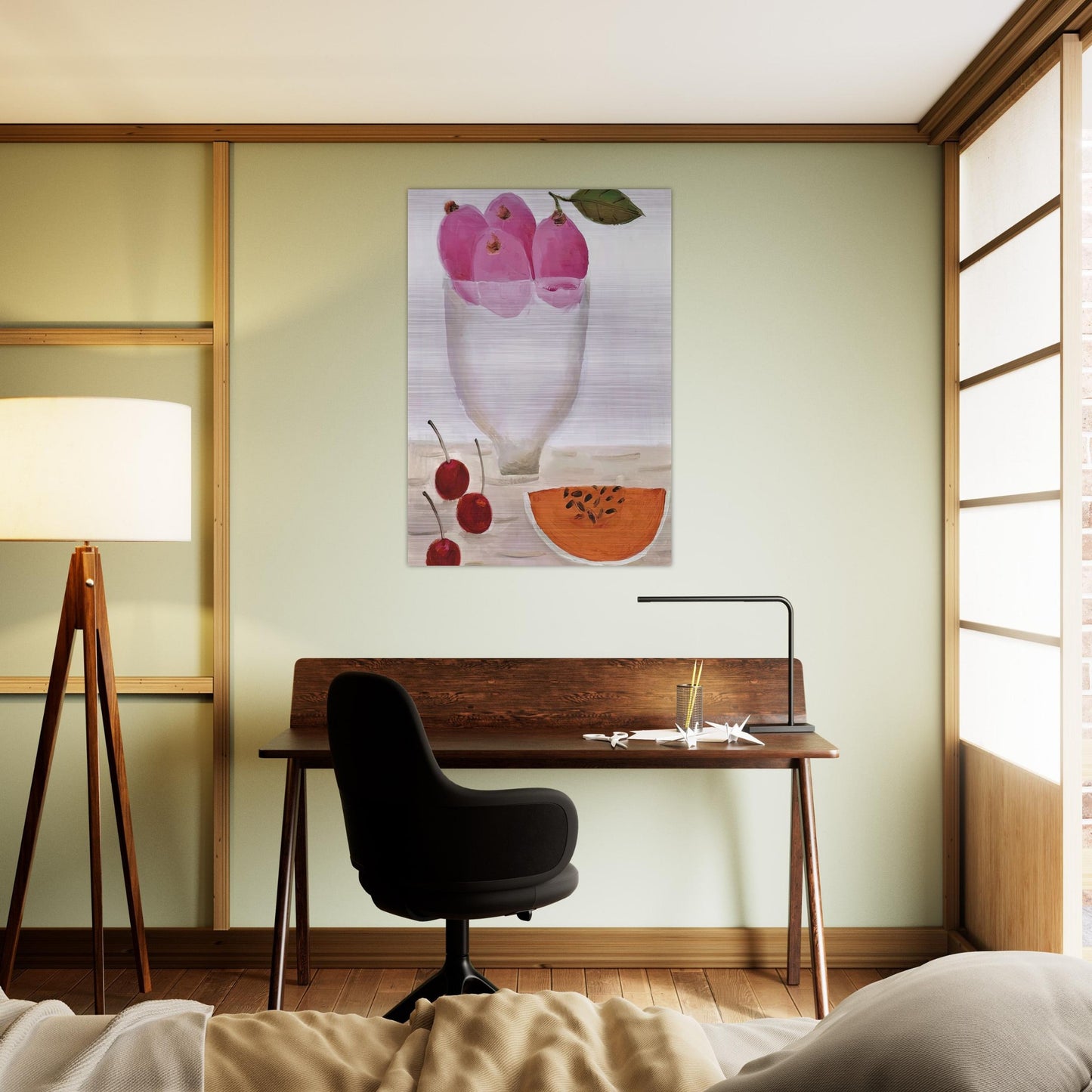 Three Cherries - 2000 - Mary Fedden Brushed Aluminum Print - 70x100 cm / 28x40 inches | Mary Fedden Aluminum Print | Mary Fedden Prints
