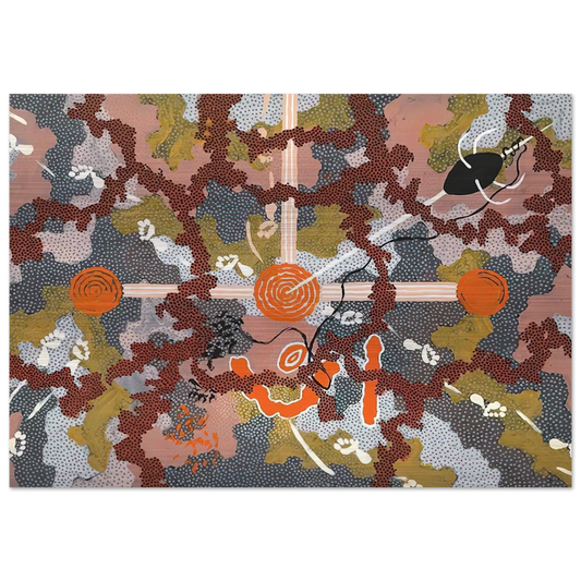 Ngarlu Love Story - 1993 - Clifford Possum Tjapaltjarri Brushed Aluminum Print - 70x100 cm / 28x40 inches | Clifford Possum Tjapaltjarri Aluminum Print | Clifford Possum Tjapaltjarri Prints