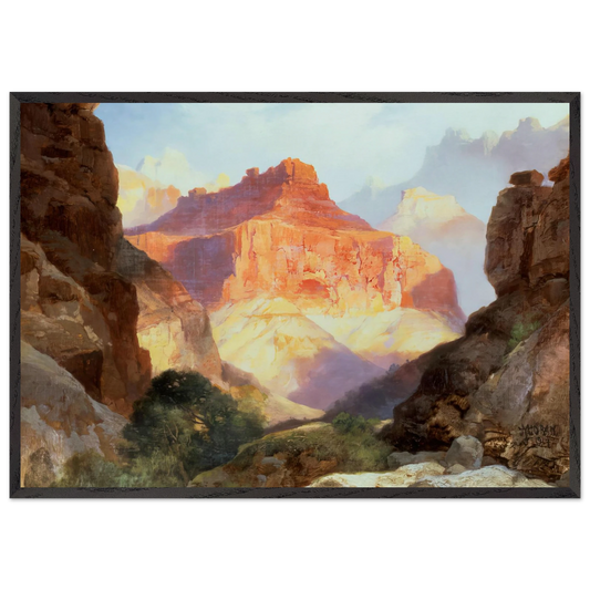 Under the Red Wall - Thomas Moran 70x100 cm / 28x40 inches Framed Art Print – Black Wooden Frame
