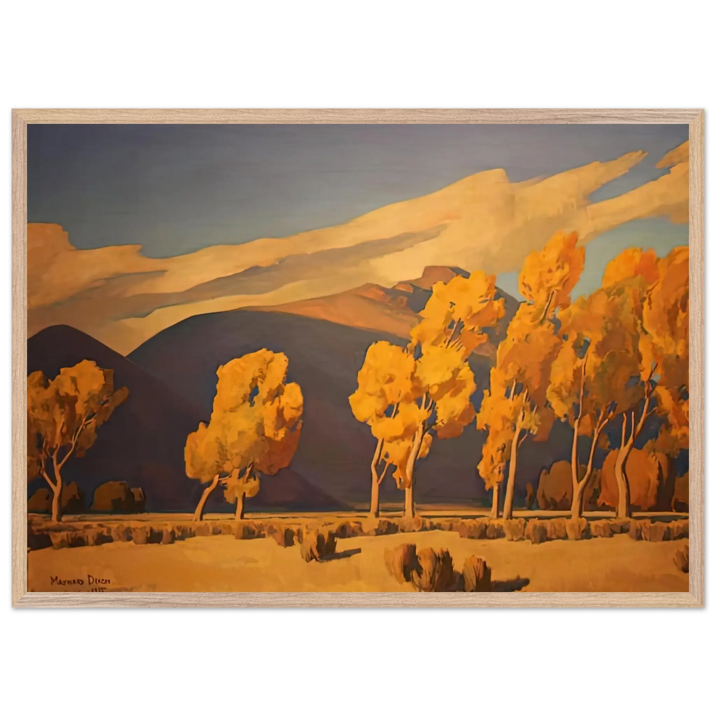 Maynard Dixon - NOVEMBER IN NEVADA 1935 Wall art - 40x50 cm / 16x20 Inches - Premium Wooden Framed Poster With Fine Art Paper - White frame