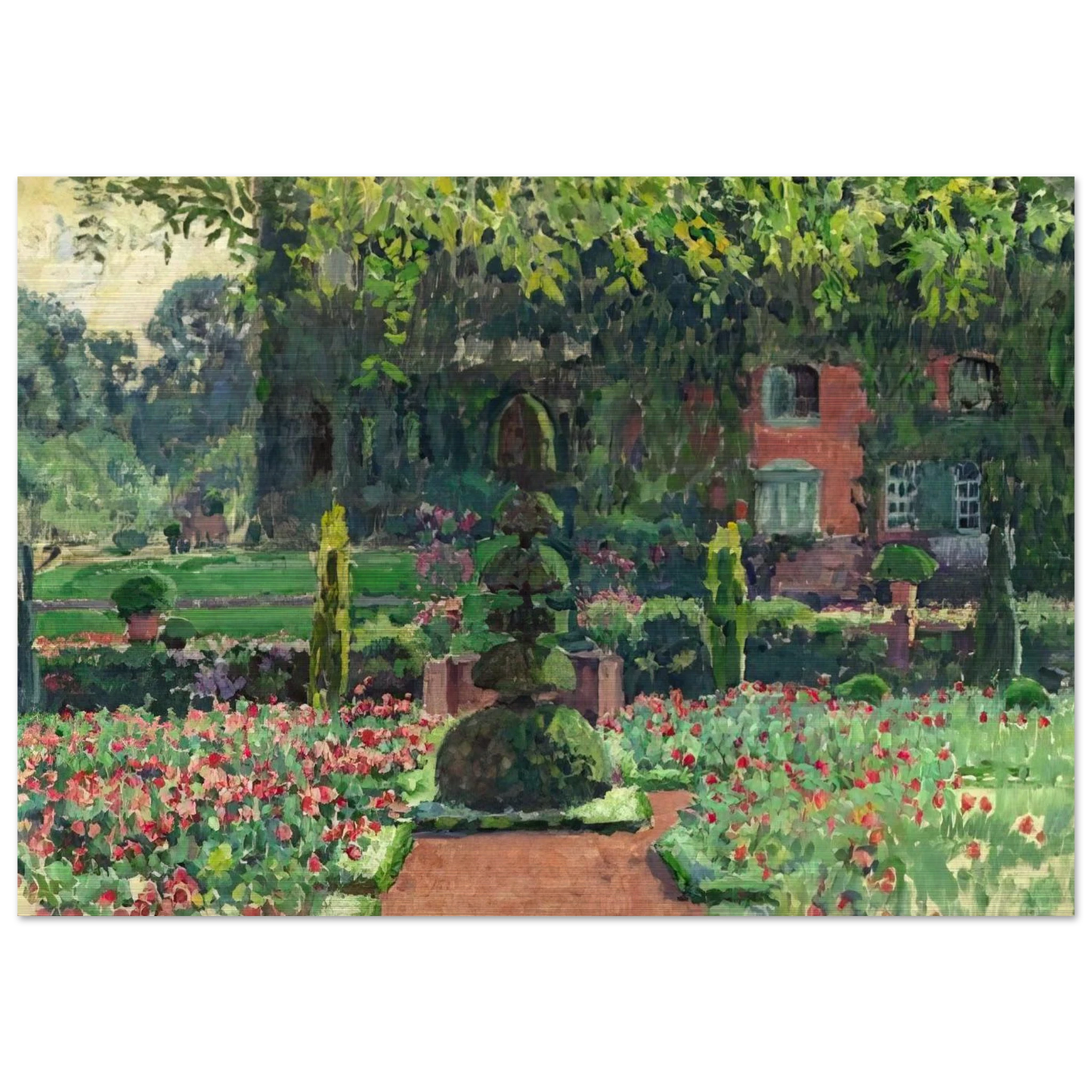 GARDEN IN SUMMER 1924 - Theo van Rysselberghe Brushed Aluminum Print - 70x100 cm / 28x40 inches | Theo van Rysselberghe Aluminum Print | Theo van Rysselberghe Prints