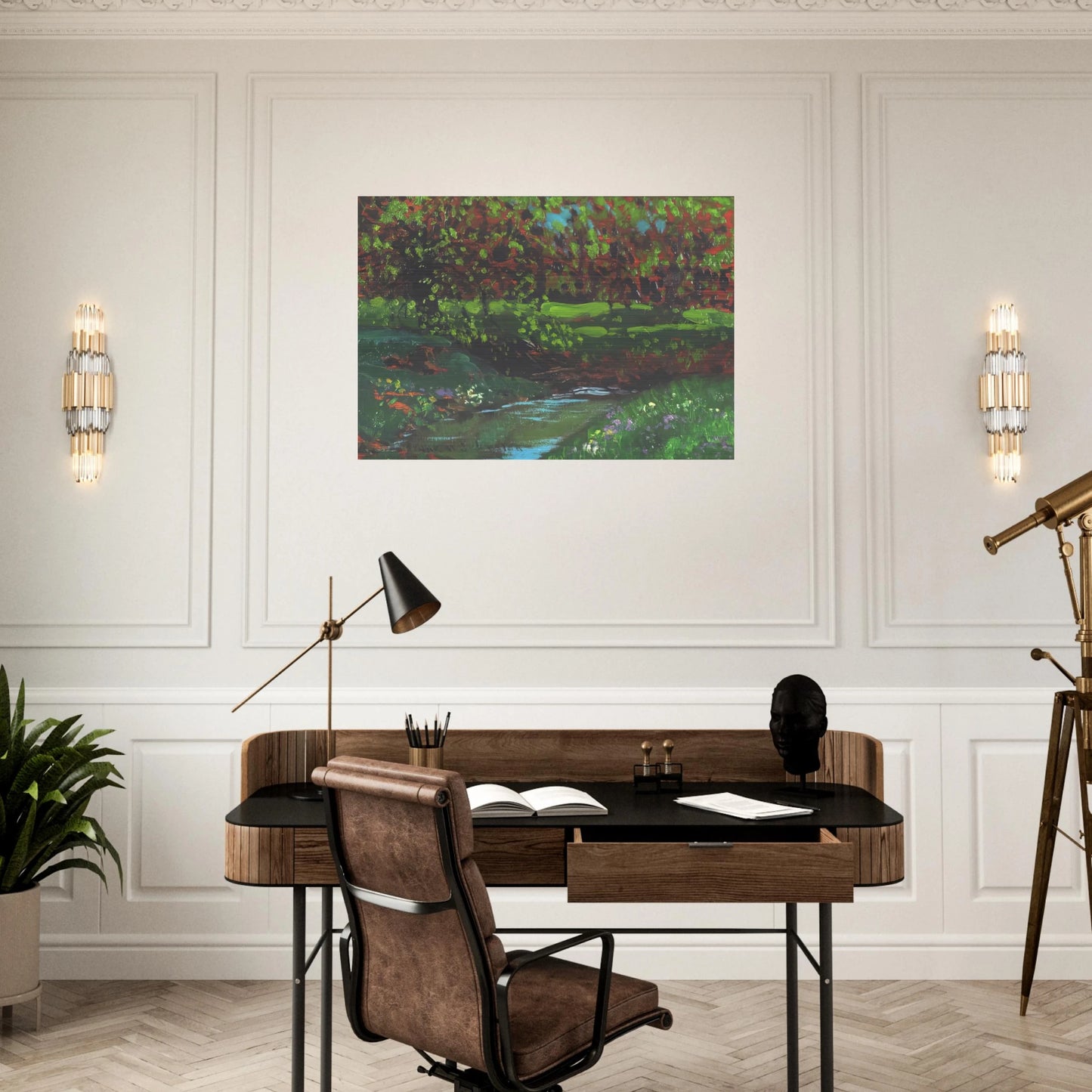 Green Pool - Post-Impressionism - Frank Johnston Brushed Aluminum Print - 70x100 cm / 28x40 inches | Frank Johnston Aluminum Print | Frank Johnston Prints